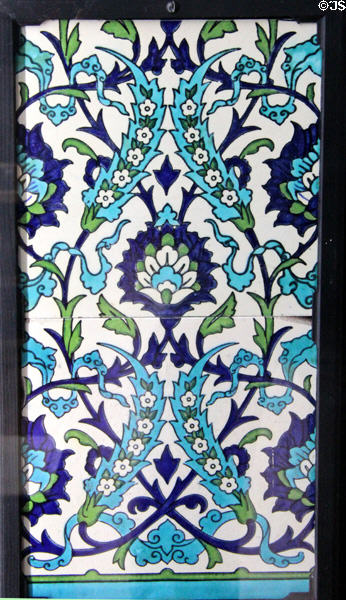 Tile panel in Iznik, Turkey style (after 1851 Great Exhibition) prob. by Maw & Co at Jackfield Tile Museum. Ironbridge, England.