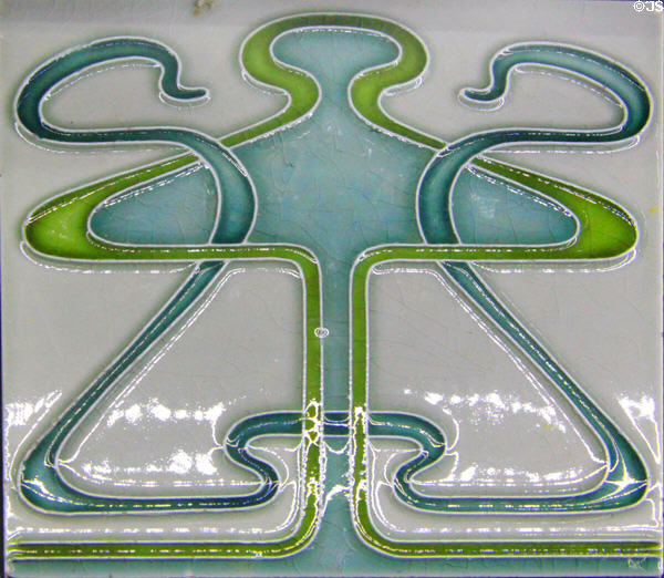 Abstract Art Nouveau style tiles (c1880-1910) by Maw & Co and Craven Dunnill & Co at Jackfield Tile Museum. Ironbridge, England.