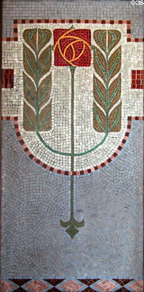 Art Nouveau mosaic tile panel (c1910) by Craven Dunnill & Co used to decorate their factory at Jackfield Tile Museum. Ironbridge, England.