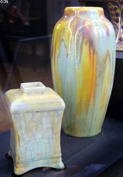 Art Deco style vases (c1920-1930s) by Maw & Co or Craven Dunnill & Co at Jackfield Tile Museum. Ironbridge, England.