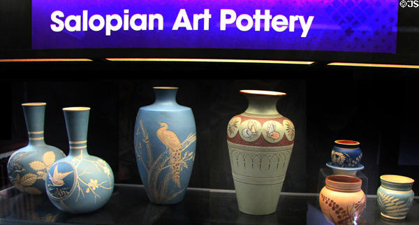 Salopian art pottery at Jackfield Tile Museum. Ironbridge, England.