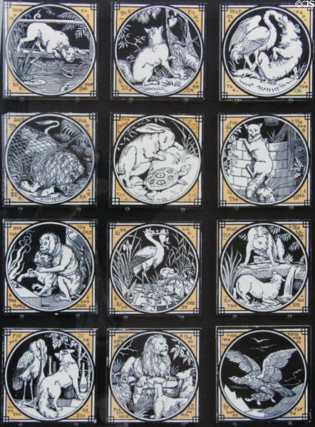 Aesop's Fables tiles (c1870s) by John Moyr Smith for Minton & Co at Jackfield Tile Museum. Ironbridge, England.