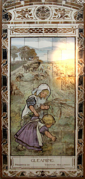 Gleaning tile panel perhaps by Maw & Co at Jackfield Tile Museum. Ironbridge, England.