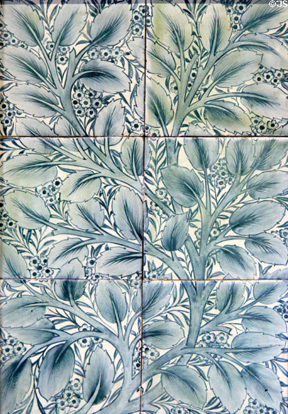 Foliage hand-painted tile panels (1870s) by William Morris at Jackfield Tile Museum. Ironbridge, England.