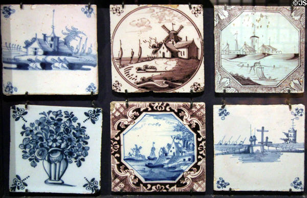 Dutch companies exported tin-glazed tiles (17th-19th C) around the world at Gladstone Pottery Museum. Longton, Stoke, England.