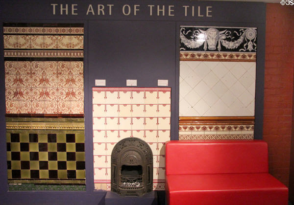 Examples of ceramic tiles as works of art at Gladstone Pottery Museum. Longton, Stoke, England.