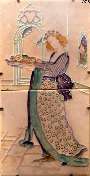 Queen of Hearts tile plaque (1930s) by Marsden tiles at Gladstone Pottery Museum. Longton, Stoke, England.