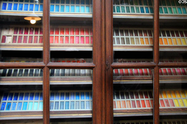 Samples of available ceramic colors at Gladstone Pottery Museum. Longton, Stoke, England.