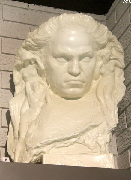Earthenware bust of Beethoven (1930s) by Richard Garbé made by Doulton & Co. of Burslem, Staffordshire at Potteries Museum & Art Gallery. Hanley, Stoke-on-Trent, England.