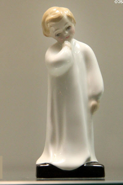 Bone china figure Darling (c1979) by Charles Vyse made by Doulton & Co. of Burslem, Staffordshire at Potteries Museum & Art Gallery. Hanley, Stoke-on-Trent, England.