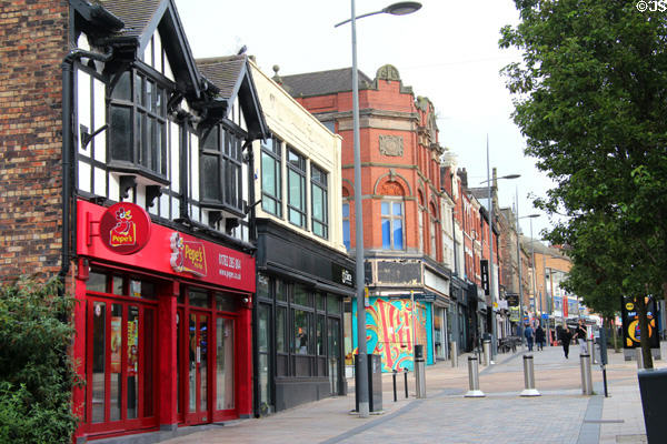 Heritage streetscape along Piccadilly. Hanley, Stoke-on-Trent, England.