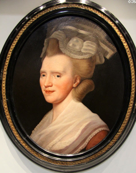 Sarah Wedgwood portrait on ceramic tablet (1780) by George Stubbs at World of Wedgwood. Barlaston, Stoke, England.