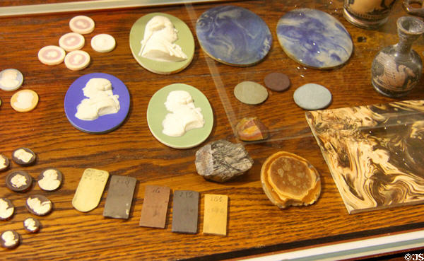 Items from Josiah's workbench during time (early 1770s) when Wedgewood was experimenting to develop Jasper & other ceramic materials at World of Wedgwood. Barlaston, Stoke, England.