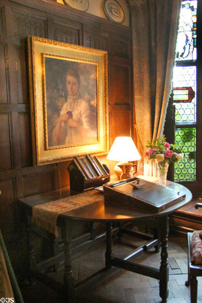 Drop leaf table with portable writing desk at Wightwick Manor. Wolverhampton, England.