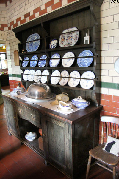 Plate cupboard at Wightwick Manor. Wolverhampton, England.