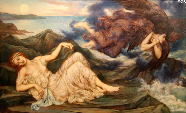 Port after Stormy Seas painting (1905) by Evelyn De Morgan in private collection. England.