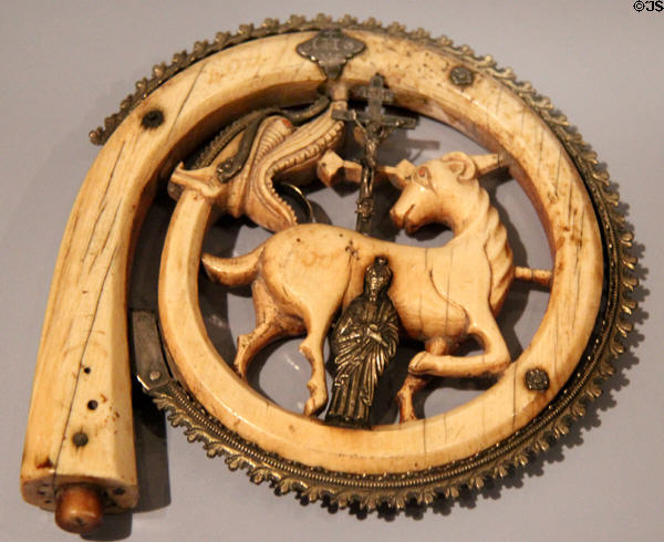 Ivory crosier head (1100-1200) at Ashmolean Museum. Oxford, England.