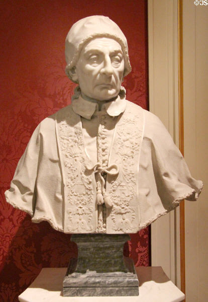 Pope Benedict XIII (1649-1730) marble portrait bust (1755) by Joseph Claus at Ashmolean Museum. Oxford, England.