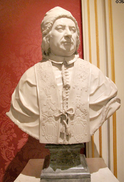 Pope Benedict XIV (1675-1758) marble portrait bust (1754) by Joseph Claus at Ashmolean Museum. Oxford, England.