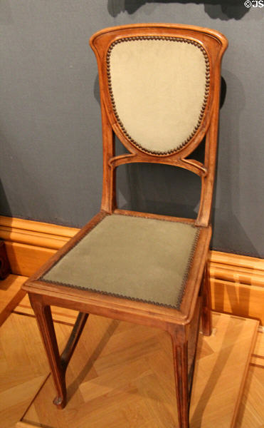 Walnut side chair (c1900) from France or Belgium at Ashmolean Museum. Oxford, England.