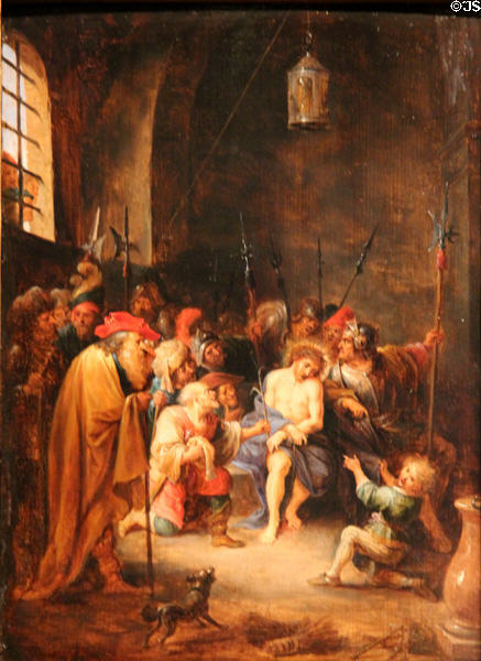 Mocking of Christ painting (c1650-6) by David Teniers Younger at Ashmolean Museum. Oxford, England.