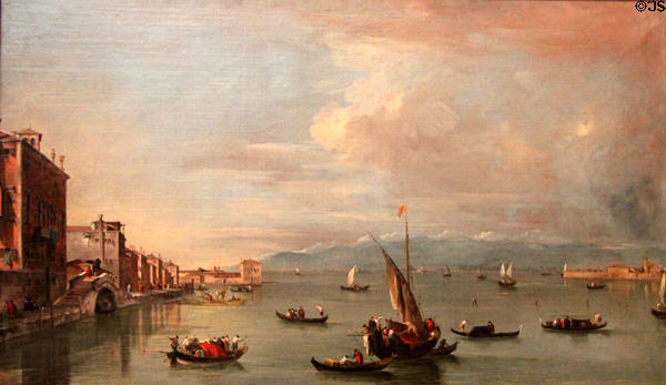 Venice: Fondamenta Nuove with Lagoon & Island of San Michele painting (late 1750s) by Francesco Guardi at Ashmolean Museum. Oxford, England.