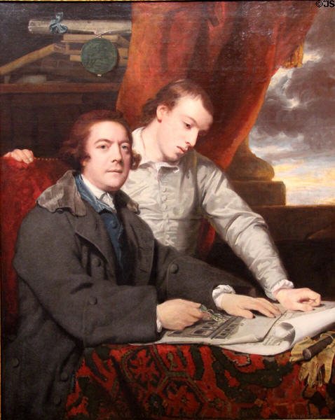 Architect James Paine & his son James portrait (c1750s) by Joshua Reynolds at Ashmolean Museum. Oxford, England.