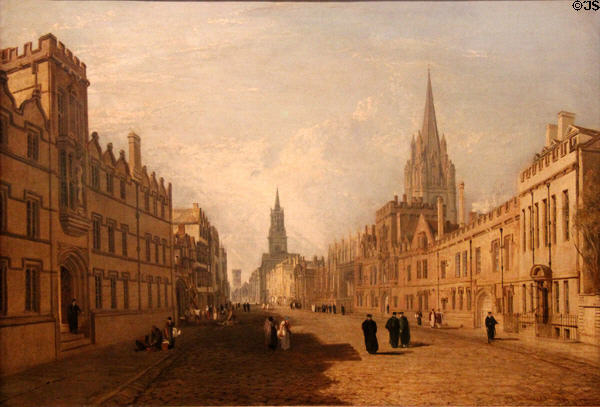 View of High Street, Oxford painting (1809-10) by Joseph Mallord William Turner at Ashmolean Museum. Oxford, England.