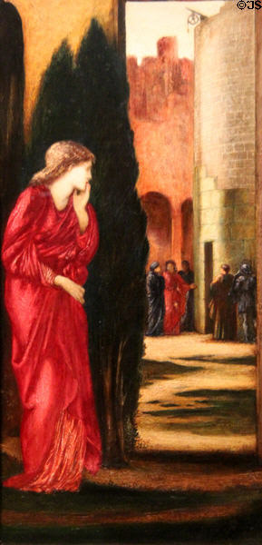 Danäe & the brazen tower painting (1872) by Edward Coley Burne-Jones after Earthly Paradise poem by William Morris at Ashmolean Museum. Oxford, England.