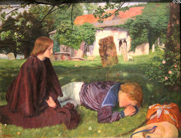 Home from Sea painting (1862) by Arthur Hughes at Ashmolean Museum. Oxford, England.