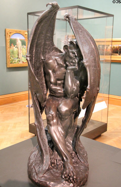 Satan bronze sculpture (c1835-40) by Jean-Jacques Feuchère of Paris at Ashmolean Museum. Oxford, England.