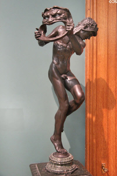 Comedy & Tragedy bronze sculpture (c1900-10) by Sir Alfred Gilbert at Ashmolean Museum. Oxford, England.