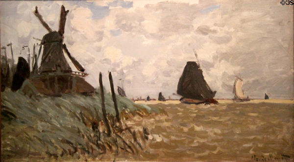 Mill near Zaandam painting (1871) by Claude Monet at Ashmolean Museum. Oxford, England.