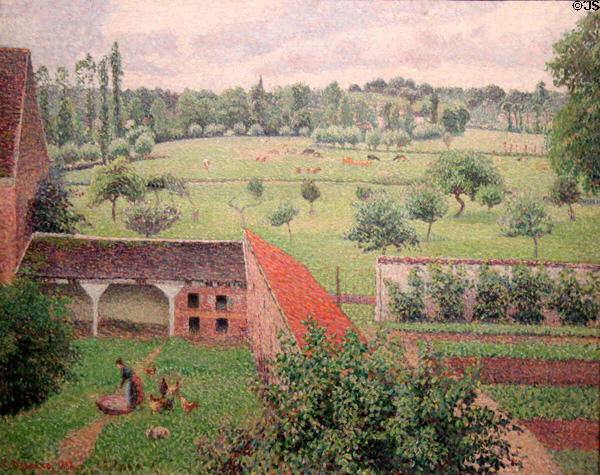 View from my Window, Eragny-sur-Epte painting (1888) by Camille Pissarro at Ashmolean Museum. Oxford, England.