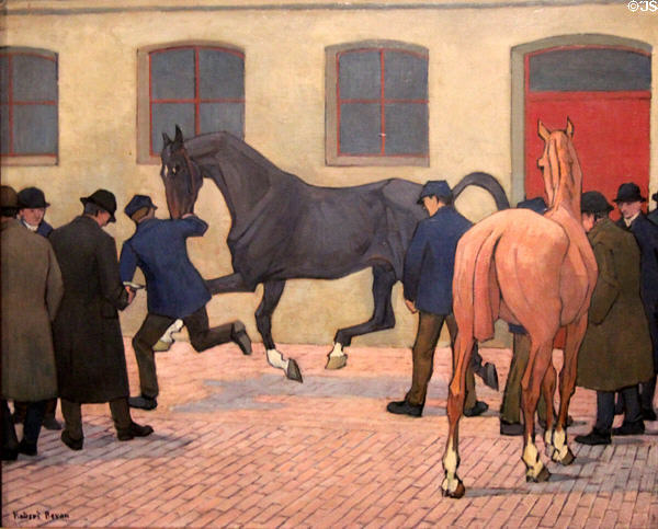 Showing Tattersalls painting (1919) by Robert Polhill Bevan at Ashmolean Museum. Oxford, England.