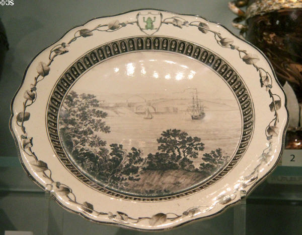 Wedgwood frog service bowl from service (1773-4) of Catherine the Great of Russia at Ashmolean Museum. Oxford, England.