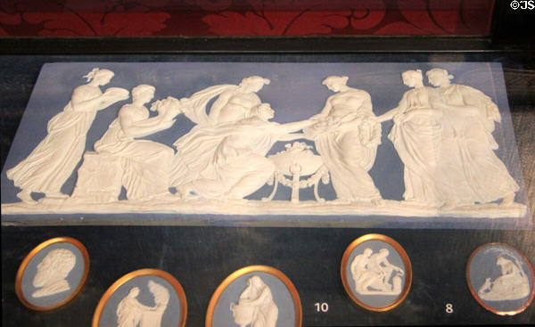 Wedgwood Jasperware medallions (c1780 or later) at Ashmolean Museum. Oxford, England.