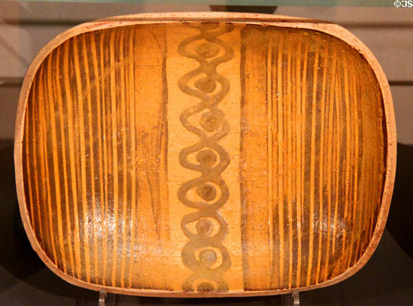 Ceramic dish by St Ives Pottery (20thC) at Ashmolean Museum. Oxford, England.