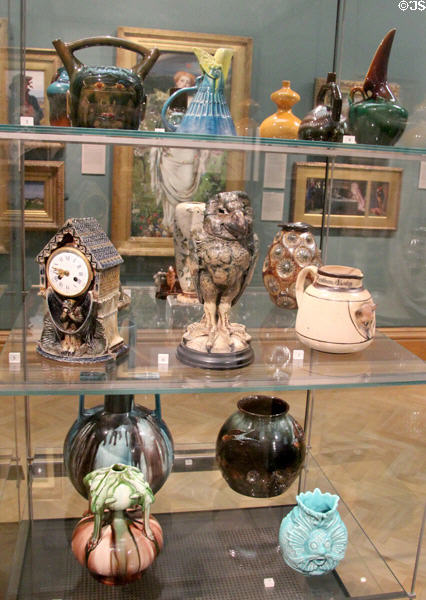 Collection of Art Pottery: Martinware, Linthorpe & Ault at Ashmolean Museum. Oxford, England.