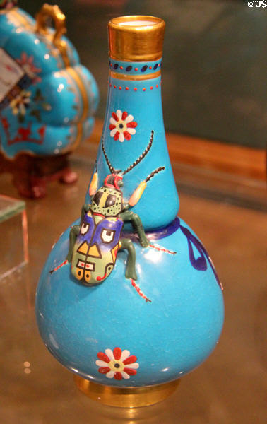 Porcelain vase with Beetles (1872) by Christopher Dresser made by Minton & Co of Stoke-on-Trent at Ashmolean Museum. Oxford, England.