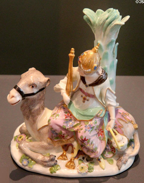 Meissen porcelain figure representing continent of Asia (1740s) at Ashmolean Museum. Oxford, England.