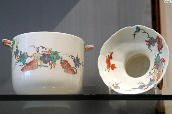 Porcelain wine glass cooler (1730-40) from Chantilly, France at Ashmolean Museum. Oxford, England.