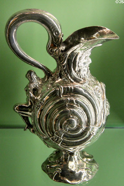 Perseus & Andromeda silver ewer (c1620-30) by circle of Adam van Vianen of Utrecht at Ashmolean Museum. Oxford, England.