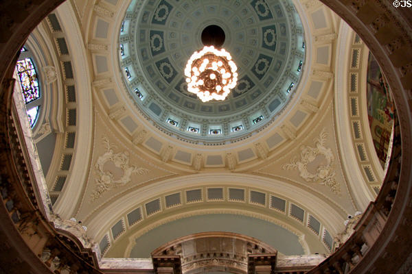 Interior of dome at Belfast City Hall. Belfast, Northern Ireland.
