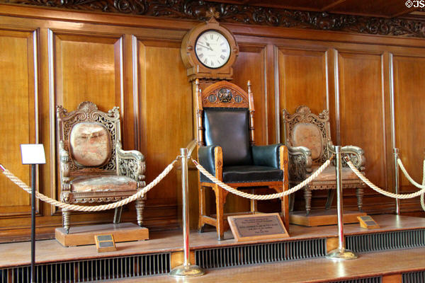 Royal thrones in Council Chamber at Belfast City Hall. Belfast, Northern Ireland.