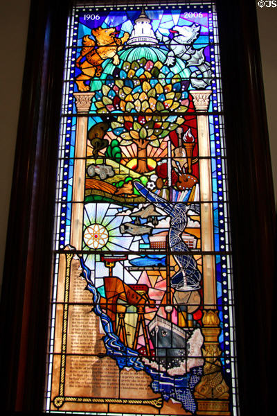 Belfast City Hall 1906-Centenary window (2006) by Ann Smyth at Belfast City Hall. Belfast, Northern Ireland.