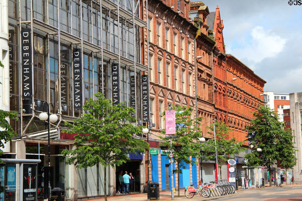 Castle Court Shopping Center & repurposed heritage facades (Donegall Place). Belfast, Northern Ireland.