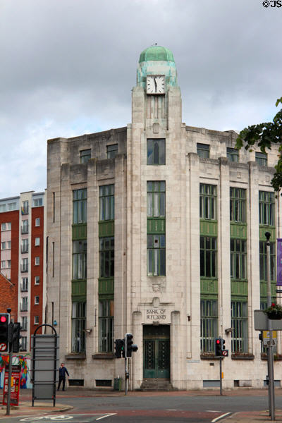 Bank of Ireland (1928) (92-100 Royal Ave.). Belfast, Northern Ireland. Style: Art Deco. Architect: J.V. Downes.