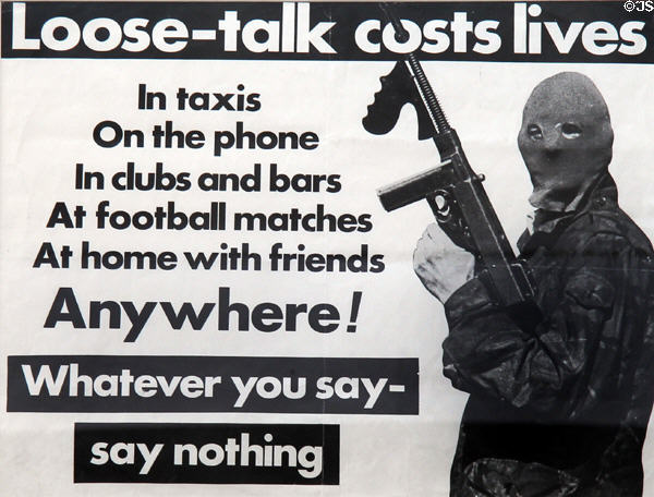 Loose-talk costs lives poster at Linen Hall Library. Belfast, Northern Ireland.
