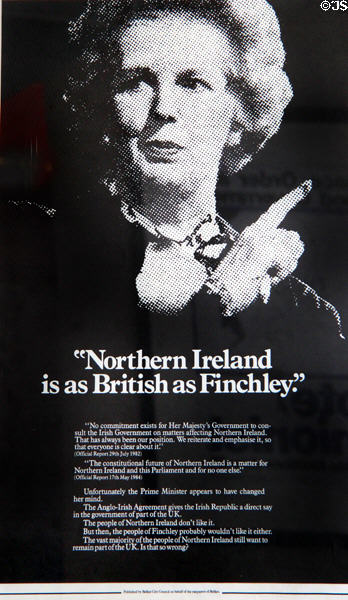 Northern Ireland is as British as Finchley poster at Linen Hall Library. Belfast, Northern Ireland.